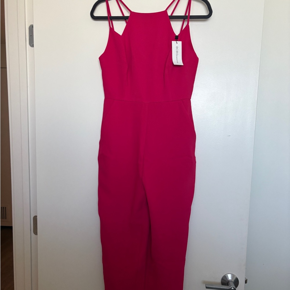 BCBGeneration Fuchsia Jumpsuit with Strappy Design
